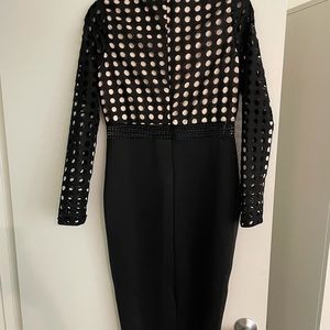 Mock neck long sleeve lace midi dress